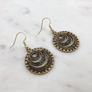 2/$20 Refreshed Gold Tone Circle Dangle Earrings